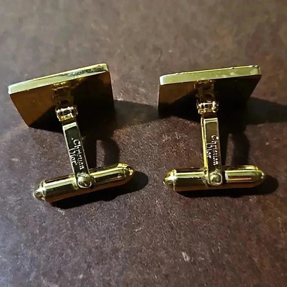 Christian Dior Bullet Back Gold and Silver Tone Cufflinks and Tie bar - Picture 2 of 4